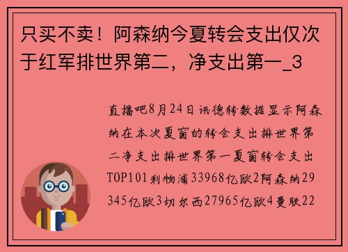 只买不卖!阿森纳今夏转会支出仅次于红军排世界第二,净支出第一_3 只买不卖!阿森纳今夏转会支出仅次于红军排世界第二,净支出第一_3